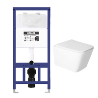 Инсталляция HOLLER MQ102 (комплект 3 в 1) + Унитаз подвесной безободковый HOLLER BLOCK-T, белый + Клавиша смыва HOLLER MWR, белый