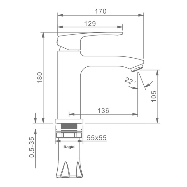 R01.10 Смеситель для умывальника RAGLO (хром)