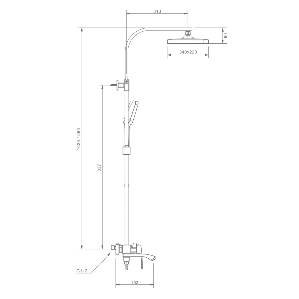 R01.24 Душевая система для ванны RAGLO (хром)