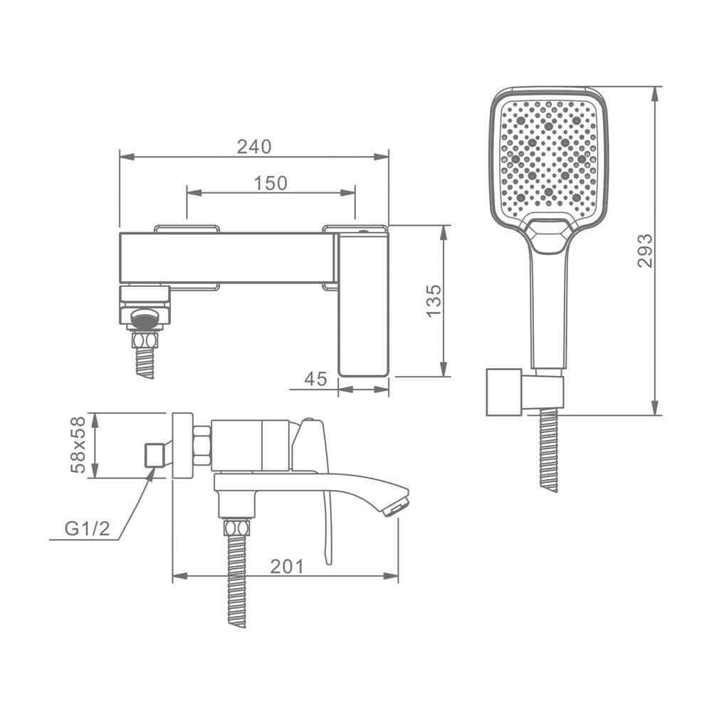 R01.30 Смеситель для ванны RAGLO (хром)