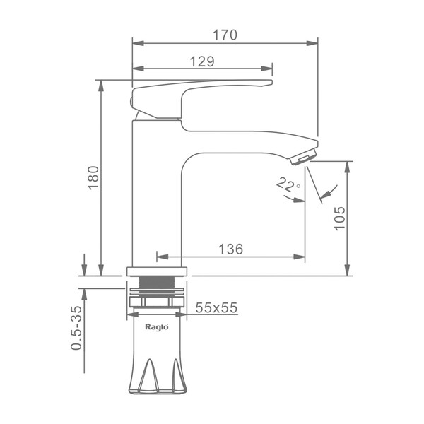 R01.10.03 Смеситель для умывальника RAGLO (золотой сатин)