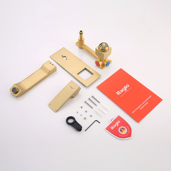 R01.11.03 Смеситель встраиваемый  для умывальника RAGLO (золотой сатин)