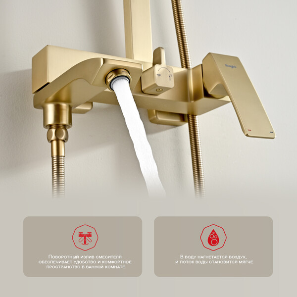 R01.24.03 Душевая система для ванны RAGLO (золотой сатин)