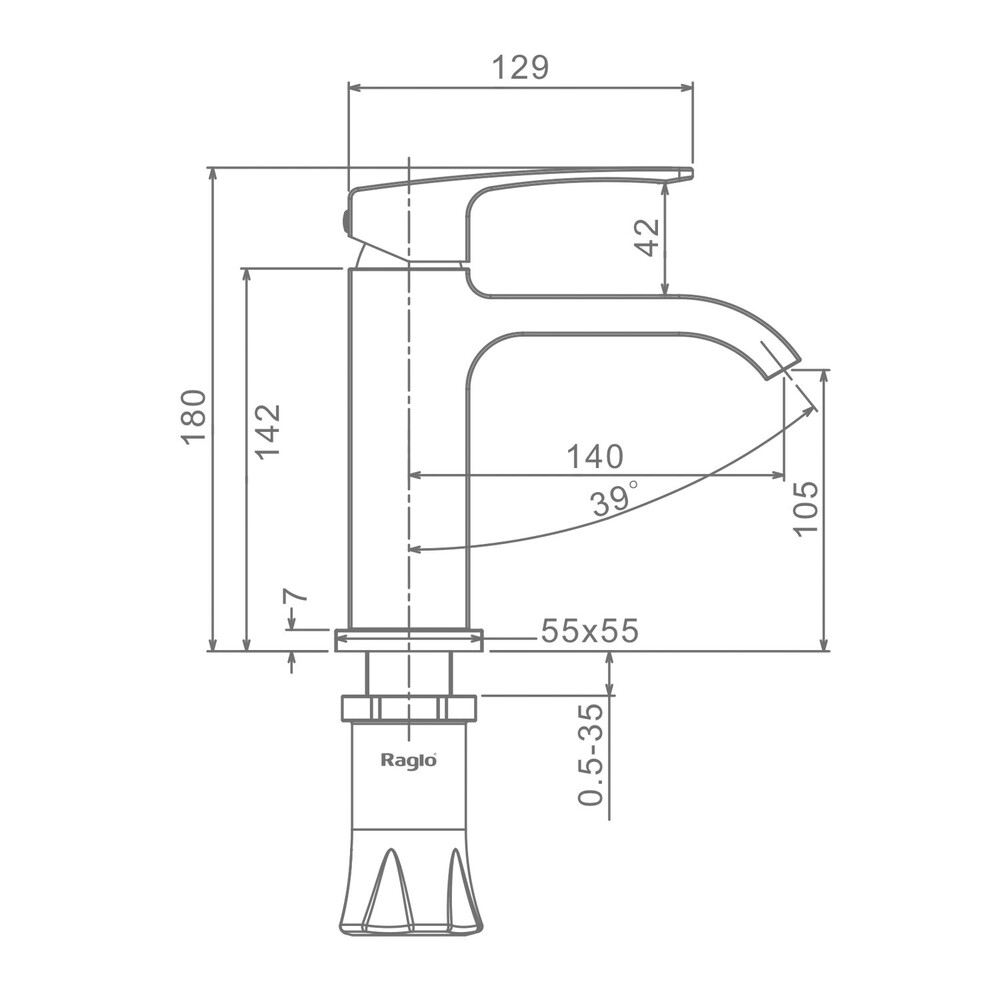 R01.10.06 Смеситель для умывальника RAGLO (черный)