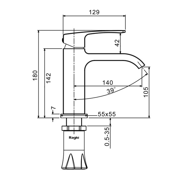 R01.24.09 Душевая система для ванны RAGLO (графит)