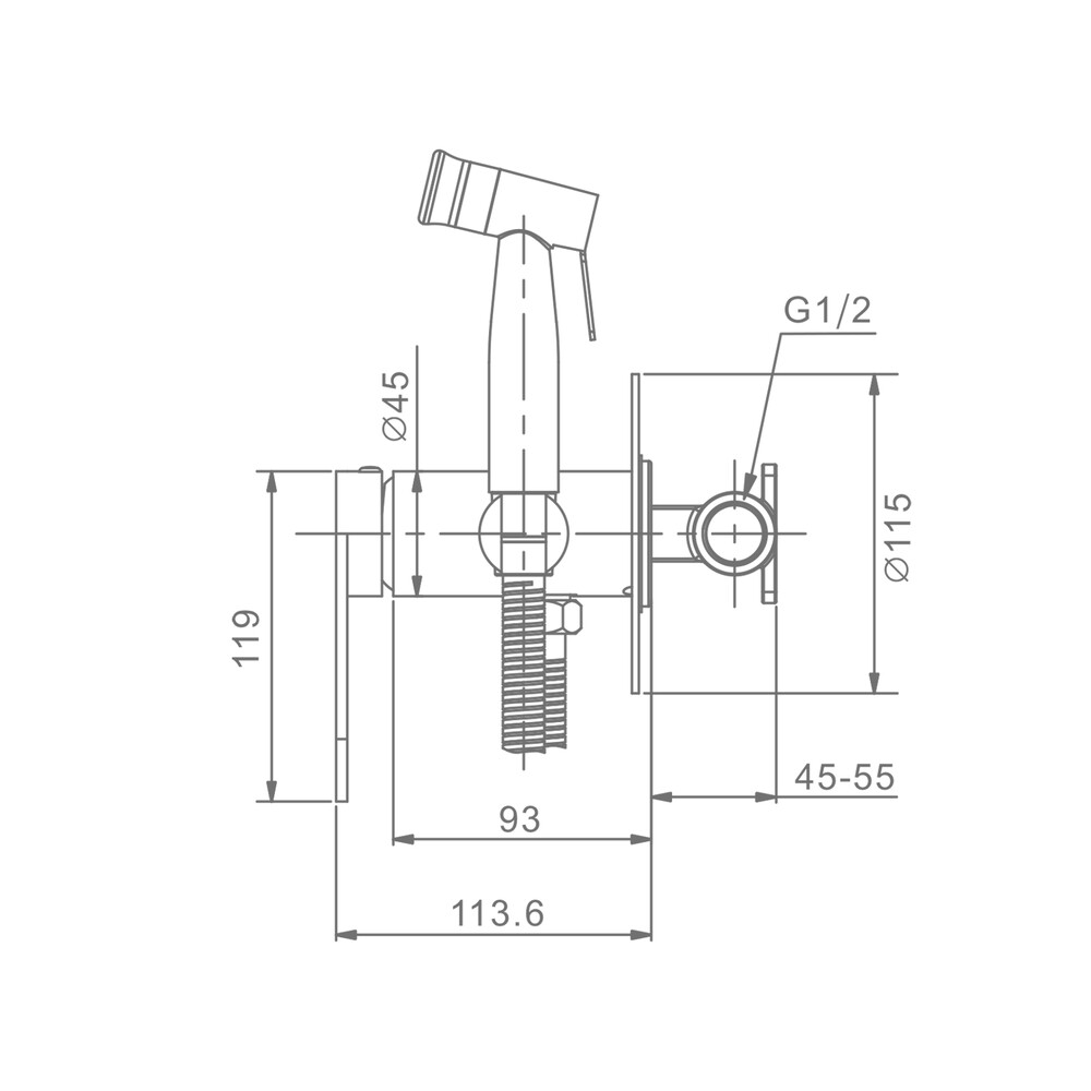 R10.52.05 Смеситель встраиваемый с гигиеническим душем RAGLO (сатин)