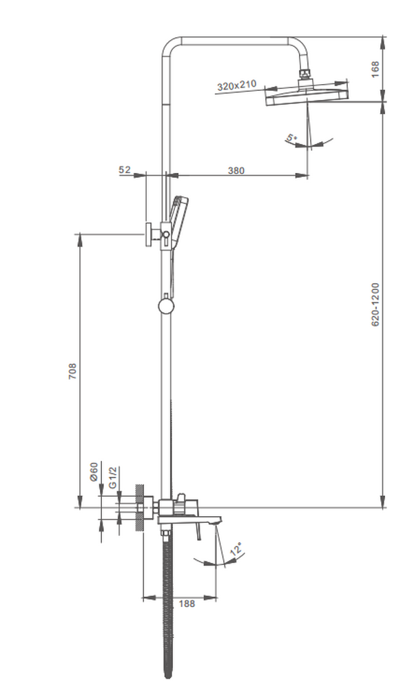 S01.24.03 Душевая система для ванны SPLENKA (золотой сатин)