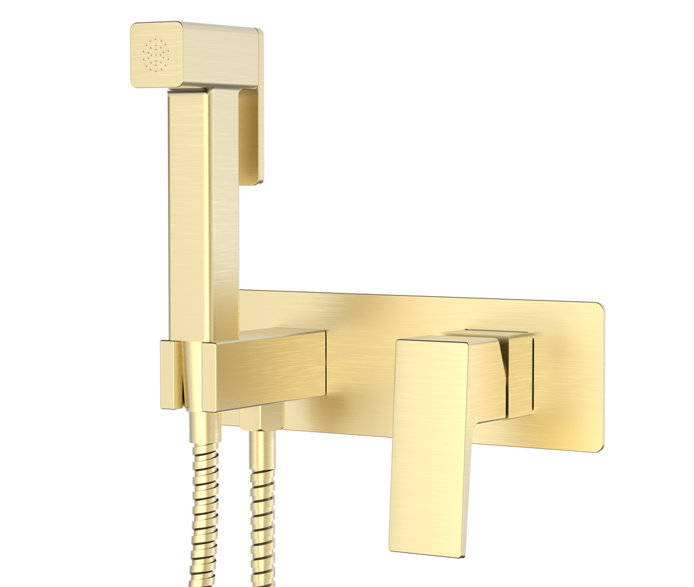 S01.52.03 Смеситель с гигиеническим душем встраиваемый SPLENKA (золотой сатин)