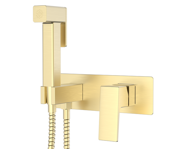 S01.52.03 Смеситель с гигиеническим душем встраиваемый SPLENKA (золотой сатин)