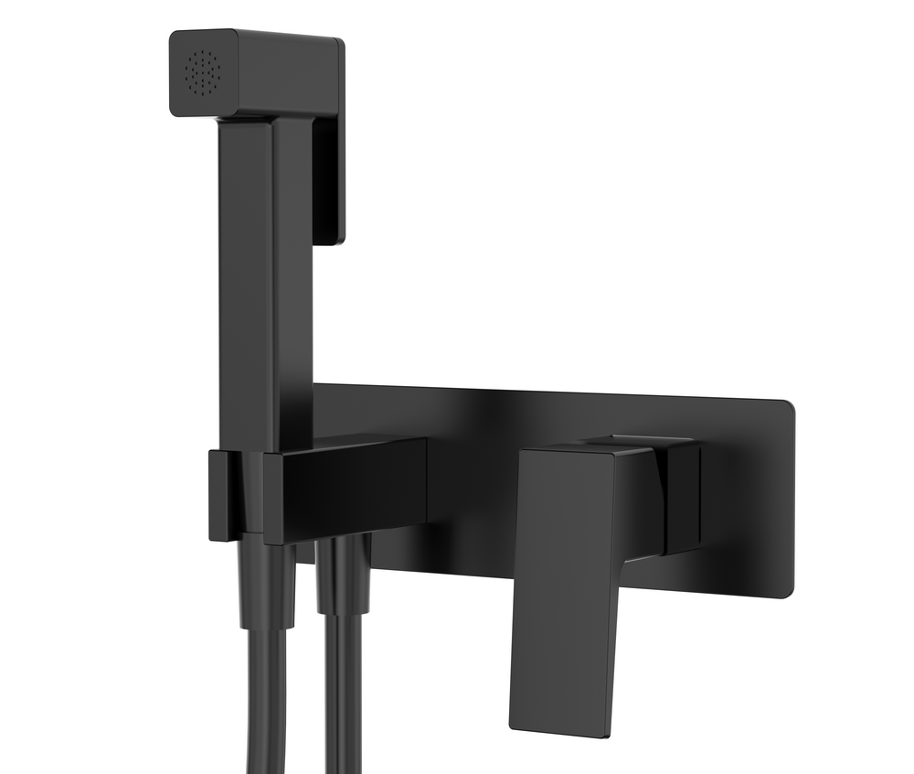 S01.52.06 Смеситель с гигиеническим душем встраиваемый SPLENKA (черный)