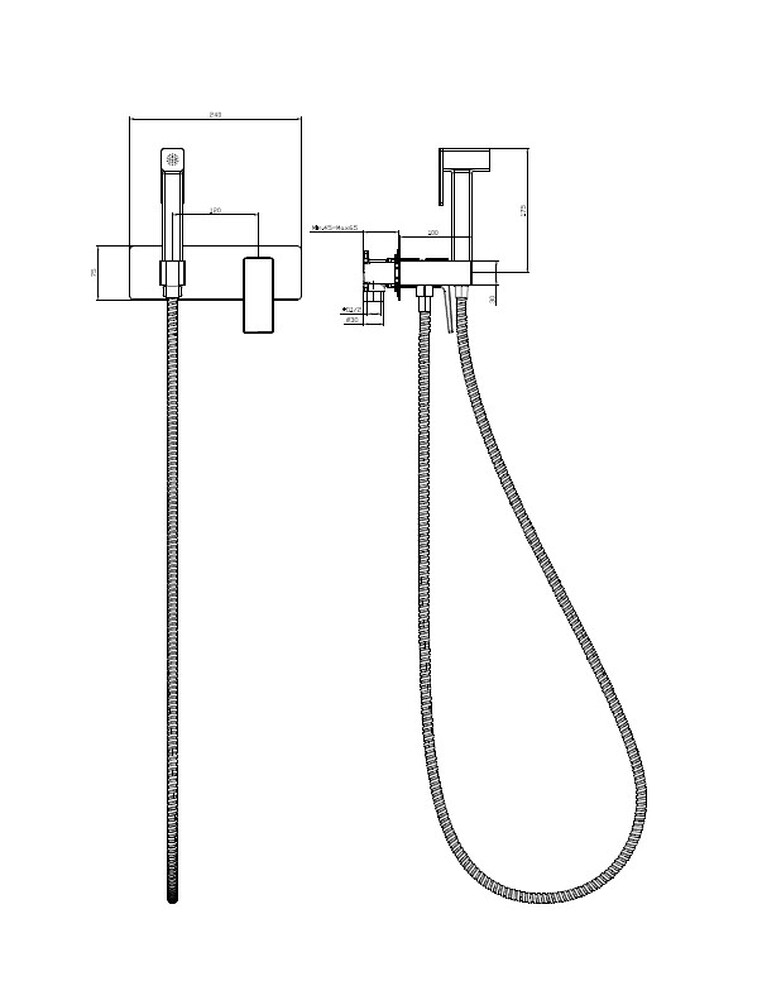 S01.52.09 Смеситель с гигиеническим душем встраиваемый SPLENKA (графит)
