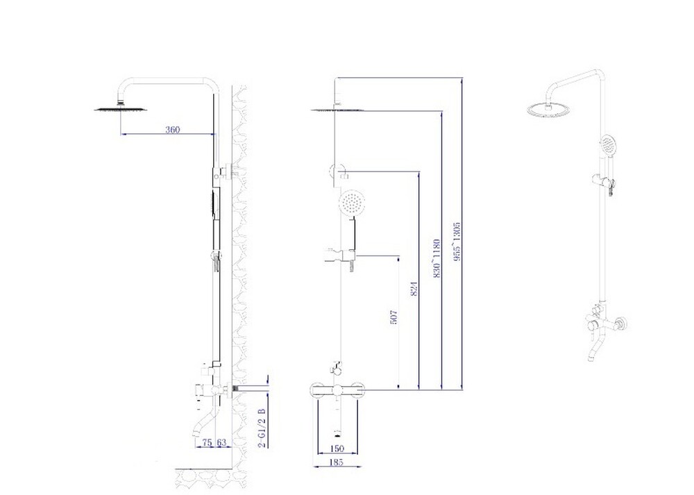 Душевая система с изливом RUSH Melos SUS1101-40 