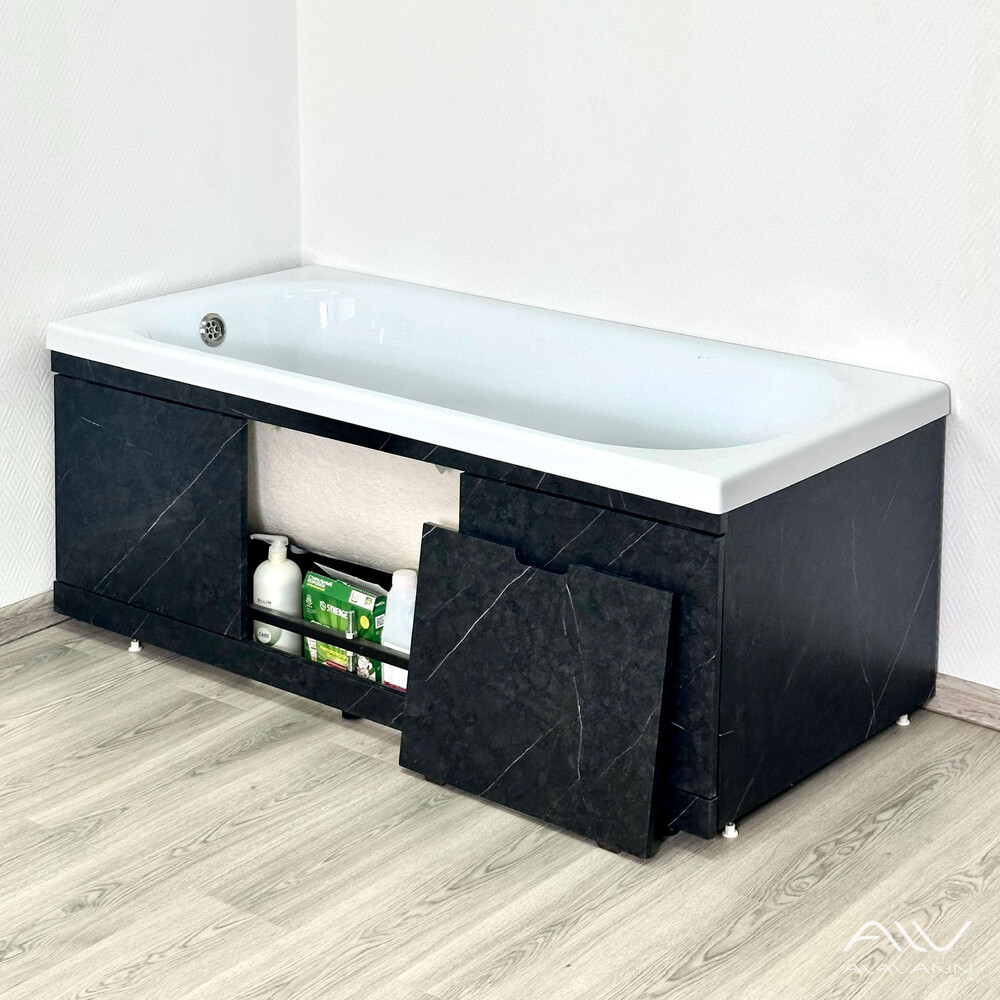 Экран под ванну МДФ торцевой 0,70 Rita/Slot Чёрный мрамор Alavann 