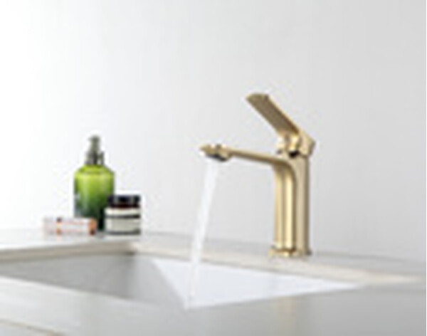 1086-3 Смеситель Тюльпан Frap. шар на гайке, (сатин золотой)