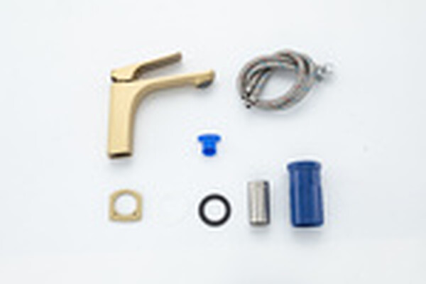 1087-3 Смеситель Тюльпан Frap. шар на гайке, (сатин золотой)