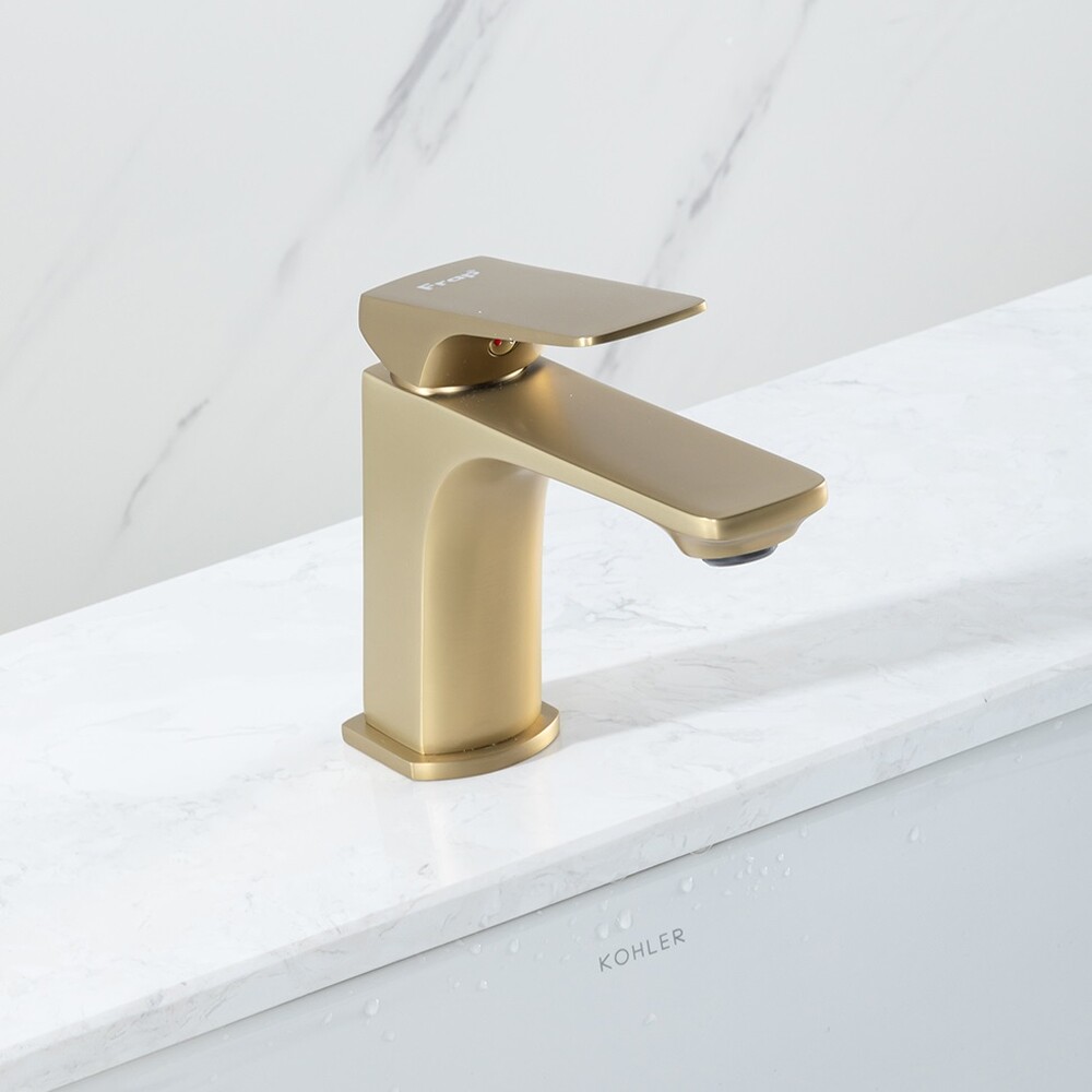 1087-3 Смеситель Тюльпан Frap. шар на гайке, (сатин золотой)