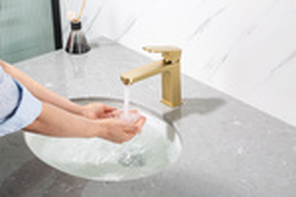 1089-3 Смеситель Тюльпан Frap. шар на гайке, (сатин золотой)