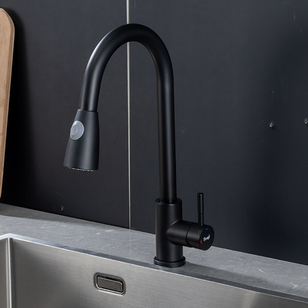 60991-6 Смеситель Кухня Frap d-35 с выдвижной лейкой (черный)