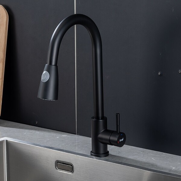 60991-6 Смеситель Кухня Frap d-35 с выдвижной лейкой (черный)