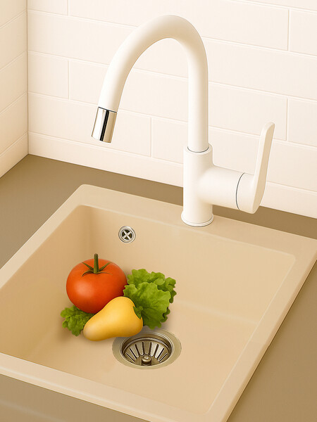 Мойка SANTREK AQUA Verto SAV418 1 чаша 418*477 мм (бежевый) (+сифон)