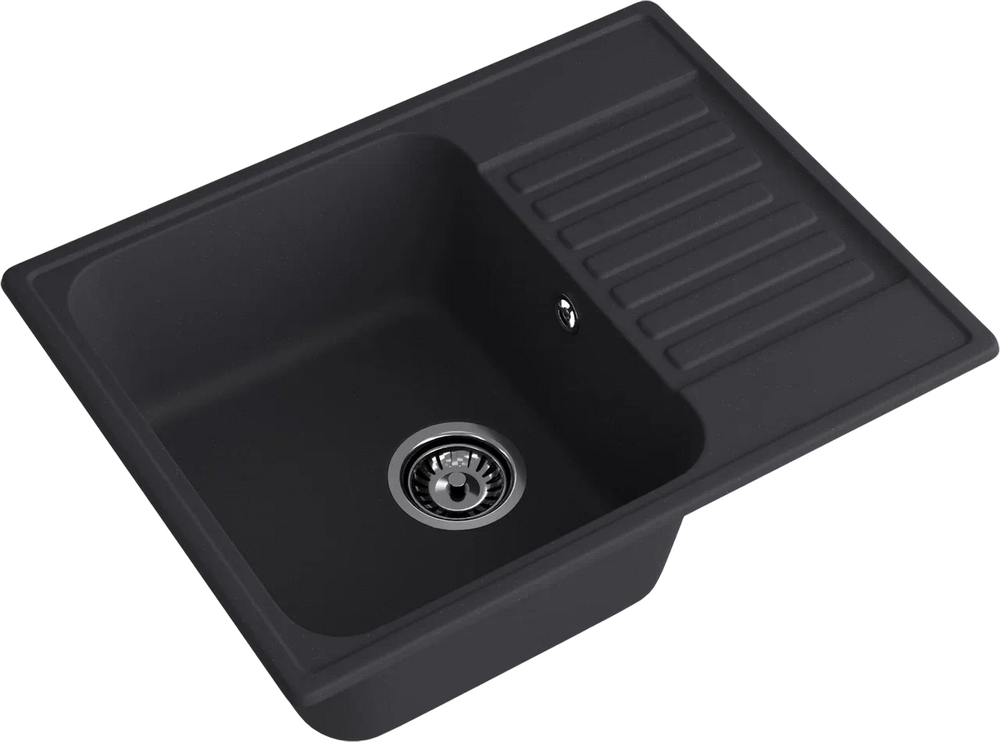 Мойка SANTREK AQUA Verto SAV618 чаша + крыло 618*477 мм (черный) (+сифон)