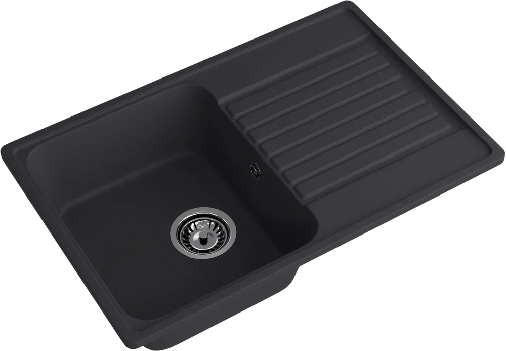 Мойка SANTREK AQUA Verto SAV736 чаша + крыло 736*476 мм (черный) (+сифон)