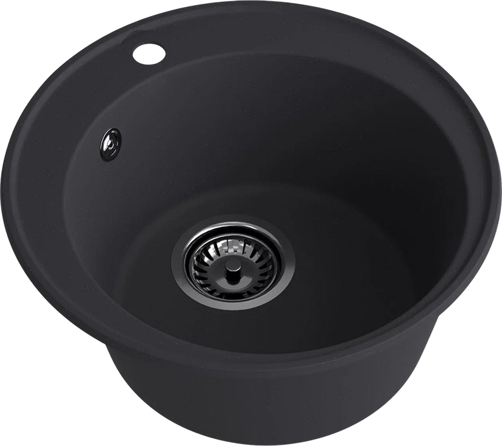 Мойка SANTREK AQUA Ovola SAO48 D=479 мм, круглая (черный) (+сифон)
