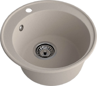 Мойка SANTREK AQUA Ovola SAO48 D=479 мм, круглая (песочный) (+сифон)