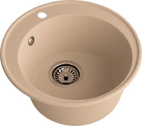 Мойка SANTREK AQUA Ovola SAO48 D=479 мм, круглая (бежевый) (+сифон)