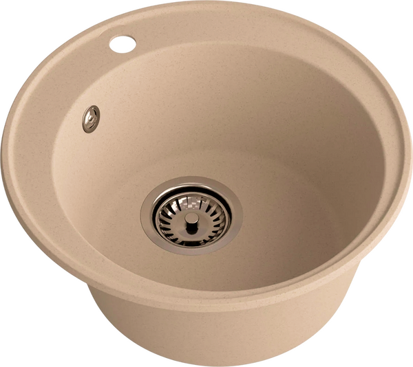 Мойка SANTREK AQUA Ovola SAO48 D=479 мм, круглая (бежевый) (+сифон)