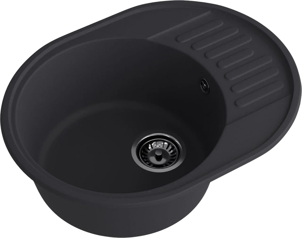 Мойка SANTREK AQUA Ovola SAO617 чаша + крыло 617*480 мм (черный) (+сифон)