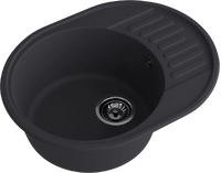 Мойка SANTREK AQUA Ovola SAO617 чаша + крыло 617*480 мм (черный) (+сифон)