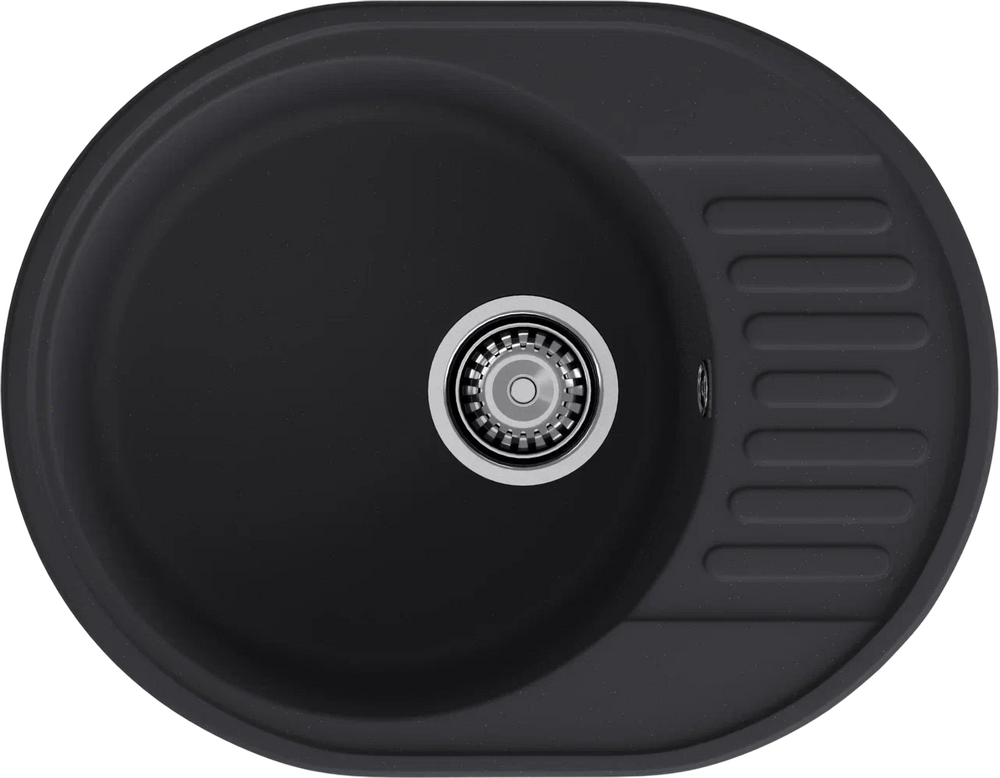 Мойка SANTREK AQUA Ovola SAO617 чаша + крыло 617*480 мм (черный) (+сифон)