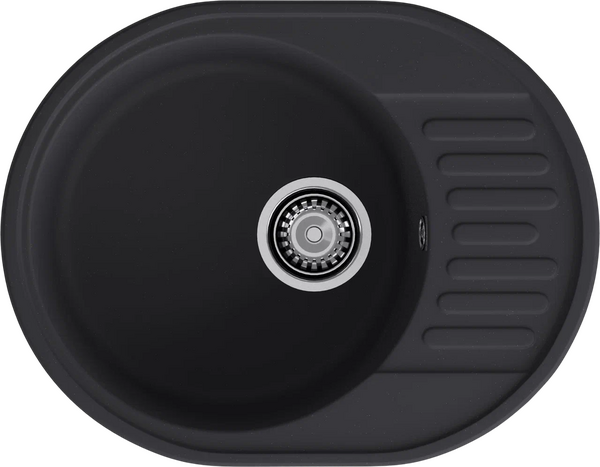 Мойка SANTREK AQUA Ovola SAO617 чаша + крыло 617*480 мм (черный) (+сифон)