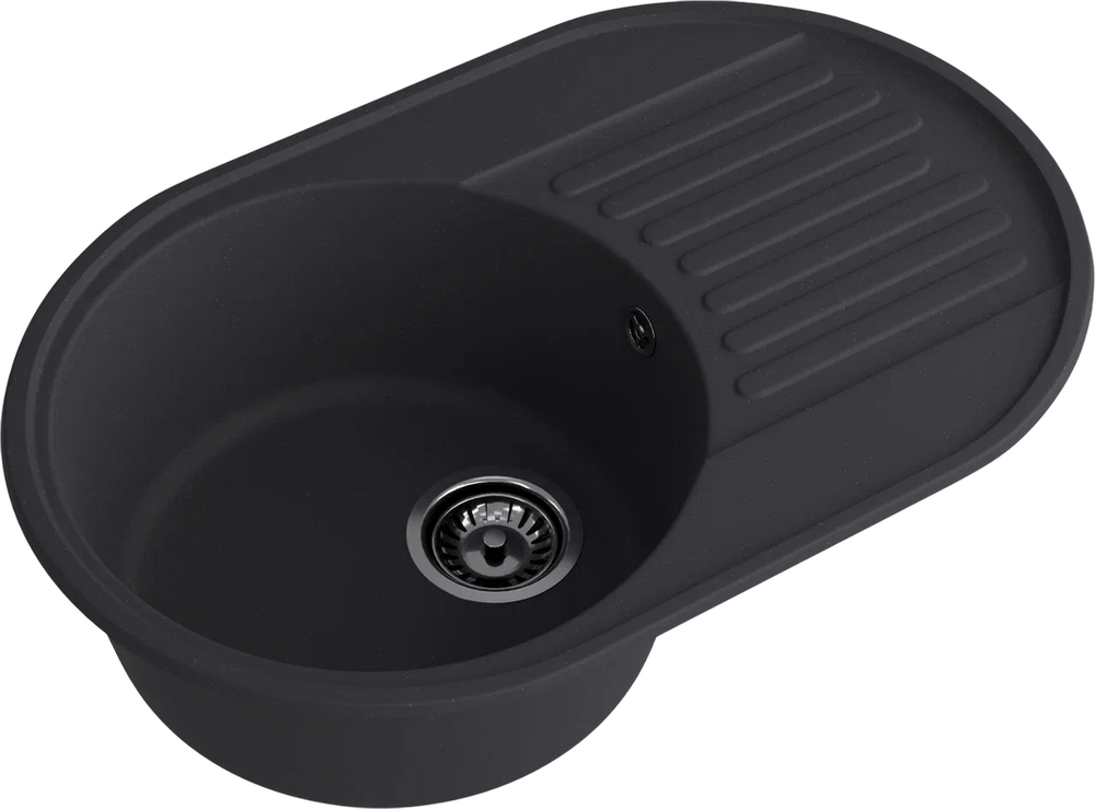 Мойка SANTREK AQUA Ovola SAO737 чаша + крыло 737*478 мм (черный) (+сифон)