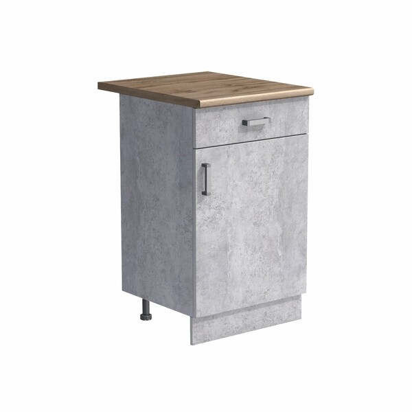 Рабочий стол 40 цвет Бетон (1 ящик) столешница Дуб вотан SANTREK HOME (ЛДСП)