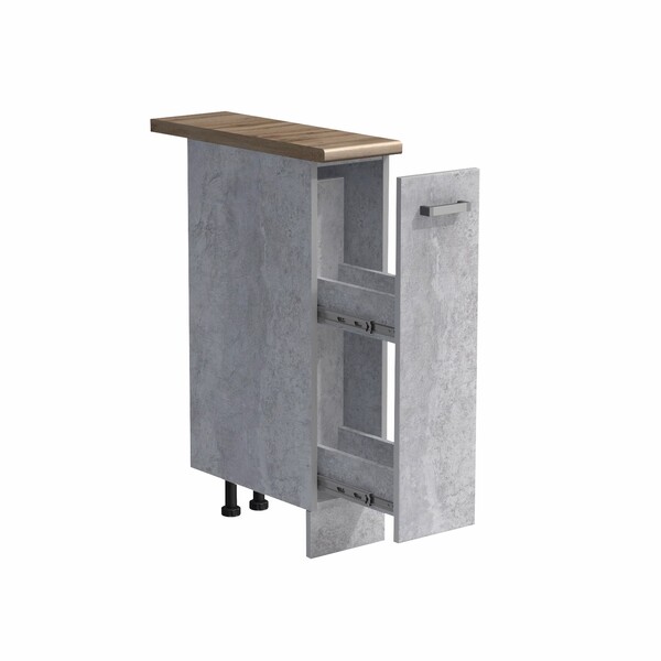 Бутылочница выдвижная 20 цвет Бетон столешница Дуб вотан SANTREK HOME (ЛДСП)