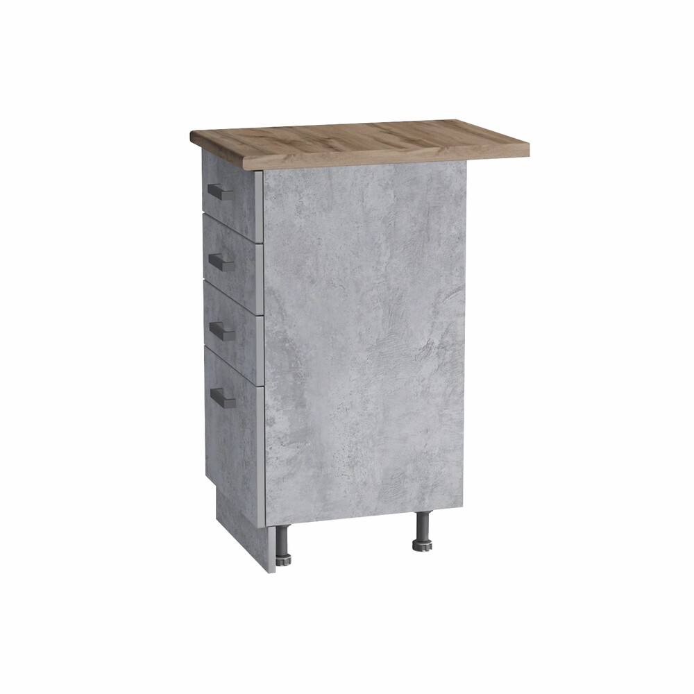 Рабочий стол 40 цвет Бетон (3+1 ящик) столешница Дуб вотан SANTREK HOME (ЛДСП)