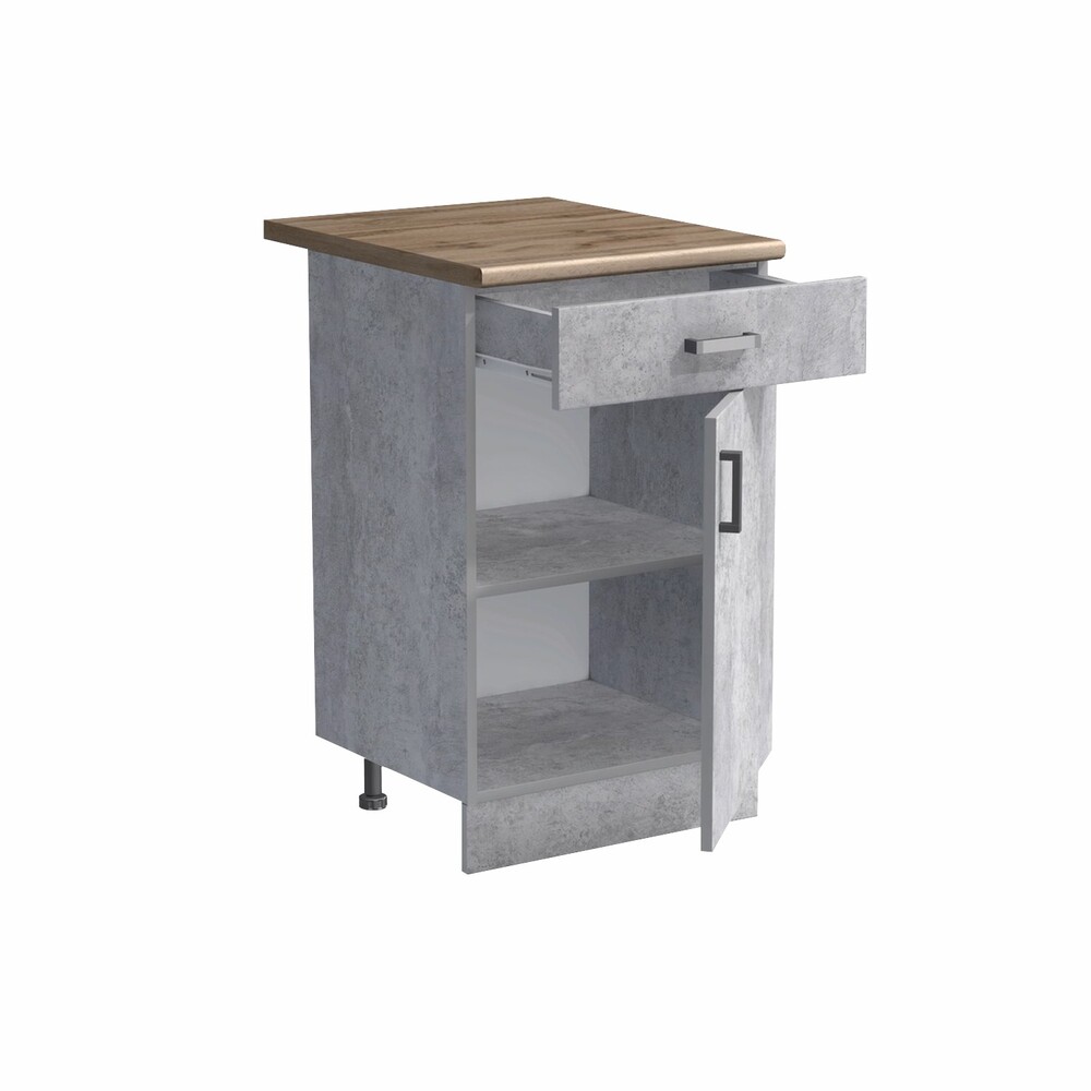 Рабочий стол 50 цвет Бетон (1 ящик) столешница Дуб вотан SANTREK HOME (ЛДСП)