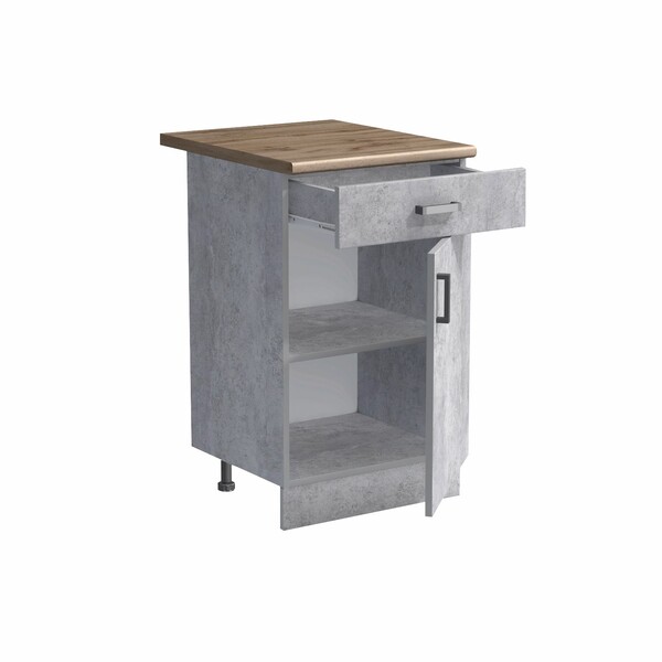 Рабочий стол 50 цвет Бетон (1 ящик) столешница Дуб вотан SANTREK HOME (ЛДСП)