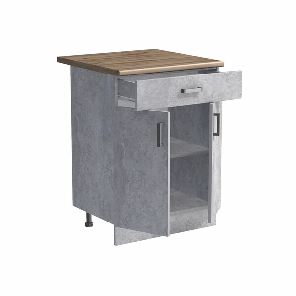 Рабочий стол 60 цвет Бетон (1 ящик) столешница Дуб вотан SANTREK HOME (ЛДСП)