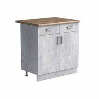 Рабочий стол 80 цвет Бетон (2 ящика) столешница Дуб вотан SANTREK HOME (ЛДСП)