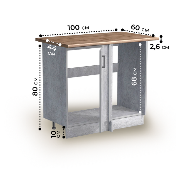 Рабочий стол угловой универсальный 100 цвет Бетон столешница Дуб вотан SANTREK HOME (ЛДСП)
