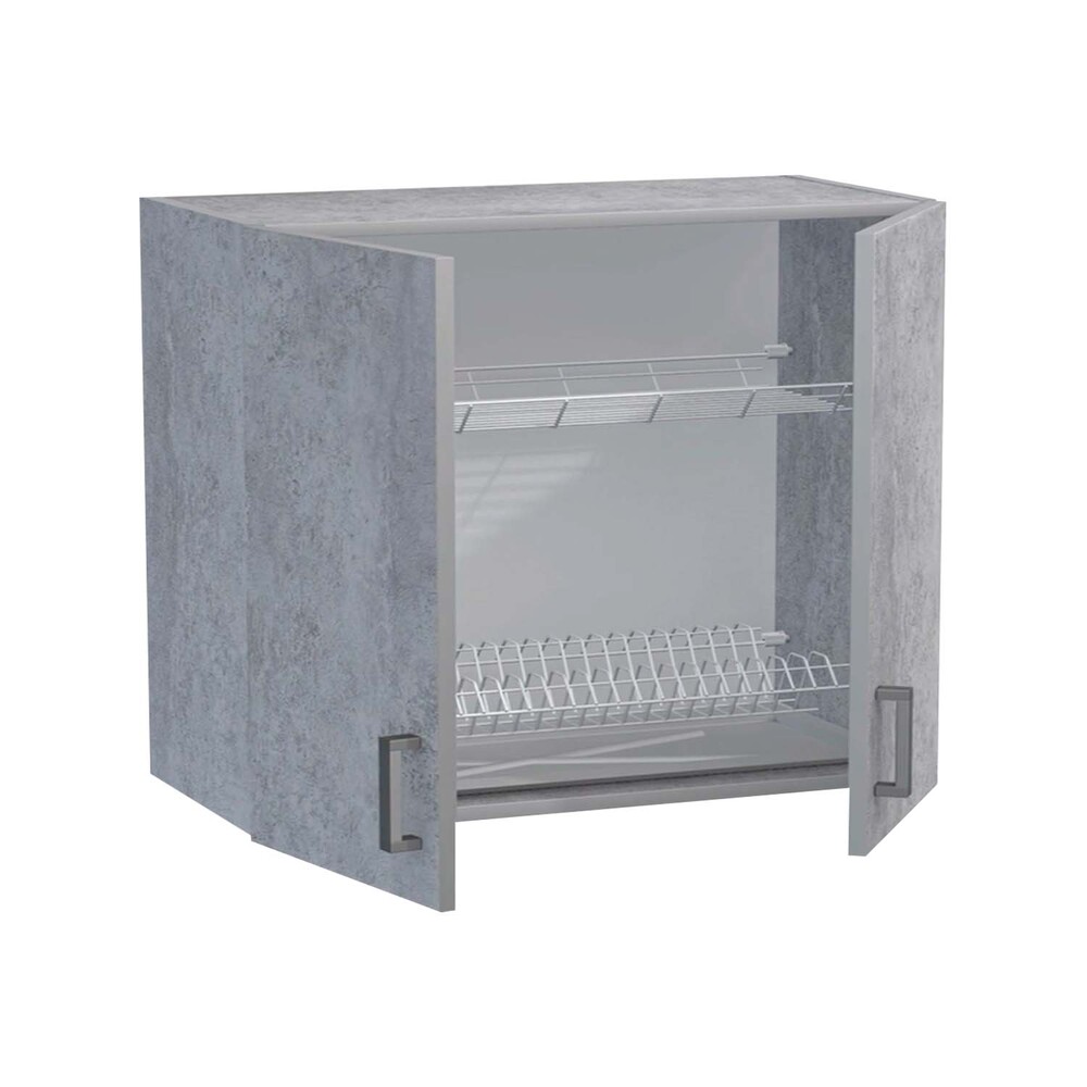 Шкаф для посуды 80 цвет Бетон (под сушку) SANTREK HOME (ЛДСП)