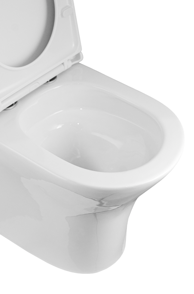 Унитаз-компакт безободковый (Торнадо) HOLLER LAN TORNADO (650*370*830мм, сиденье дюропласт с микролифтом, арматура 2-х режимная)  (2 места) белый