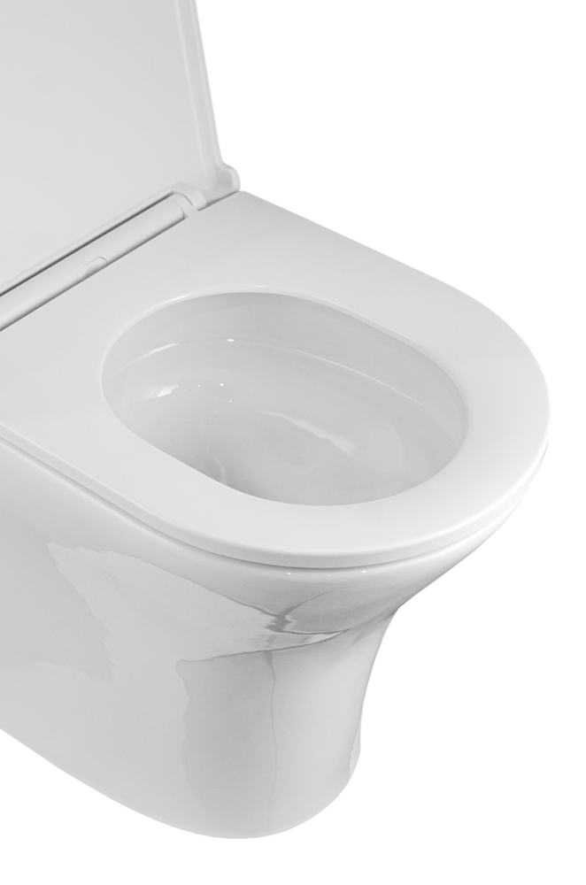 Унитаз-компакт безободковый (Торнадо) HOLLER LAN TORNADO (650*370*830мм, сиденье дюропласт с микролифтом, арматура 2-х режимная)  (2 места) белый