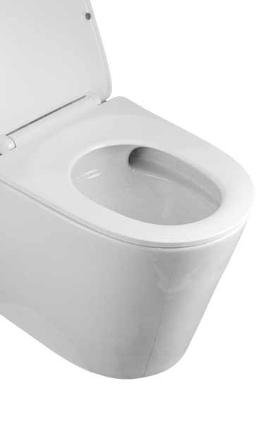 Унитаз-моноблок безободковый (Торнадо) HOLLER FLOX (700*370*680мм, сиденье дюропласт с микролифтом, арматура 2-х режимная)  (1 место) белый