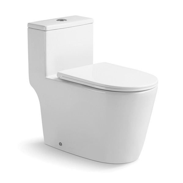 Унитаз-моноблок безободковый (Торнадо) HOLLER ФЛОКС (700*370*680мм, сиденье дюропласт с микролифтом, арматура 2-х режимная)  (1 место) белый