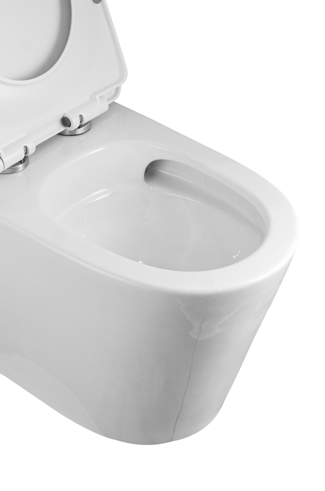 Унитаз-моноблок безободковый (Торнадо) HOLLER FLOX (700*370*680мм, сиденье дюропласт с микролифтом, арматура 2-х режимная)  (1 место) белый