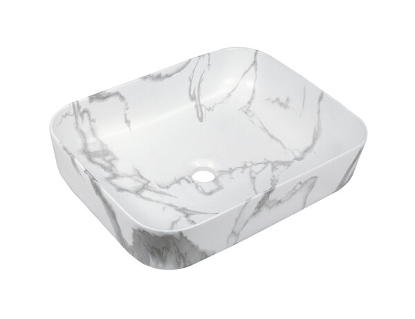 Раковина накладная HOLLER K-6509-SZ6 (500*400*130мм), белый мрамор